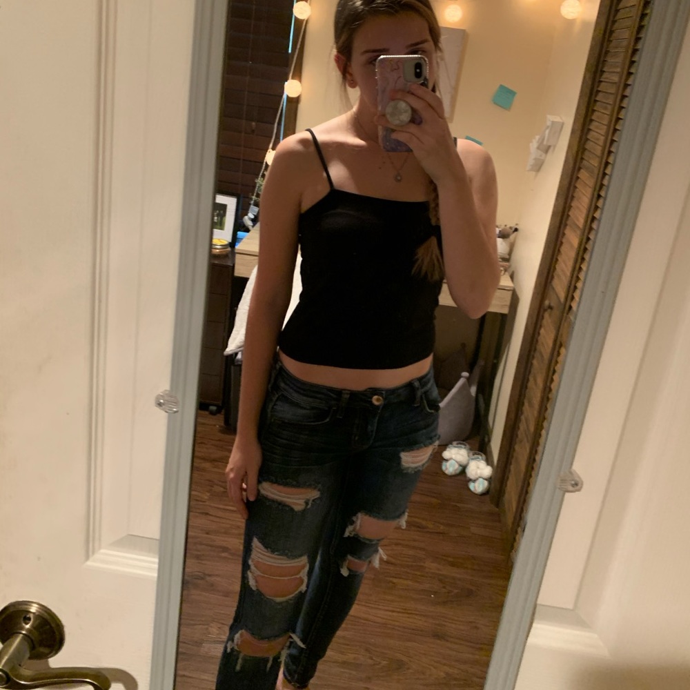 distressed denim jeans